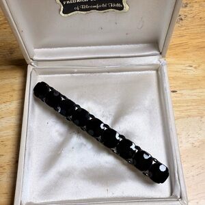 Vintage Black Faceted Glass Bar Brooch-classic Pin.